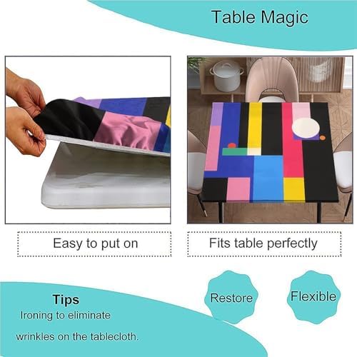 Tablecloth Wipeable, Modern Geometric Pattern Printed on Polyester Camping Patio Table Covers, Perfect for Everyday Use Home Decor, Fit for 42" x 42" Square Tables - Image 3