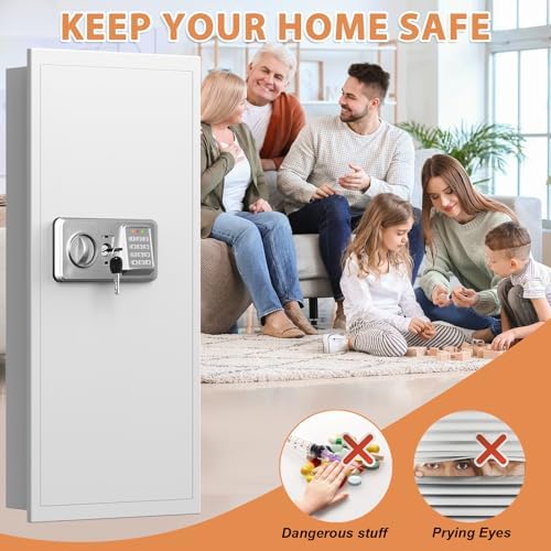 White 33.46" Tall Sturdy Wall Safes Between the Studs 16" Centers - Image 7