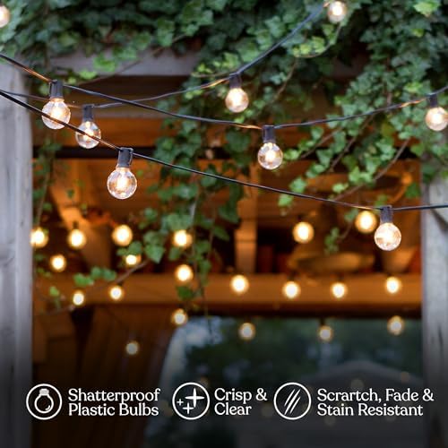 Brightech Ambience Pro LED String Lights - 26 Ft Patio Lights Outdoor Waterproof - Globe Porch String Lights for Outside, Christmas, Backyard - 12 Bulbs, 1W Vintage Edison, Warm White Black - Image 6
