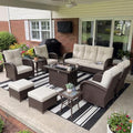 LayinSun 10 Pieces Outdoor Patio Furniture Set with Fire Pit Table by LayinSun