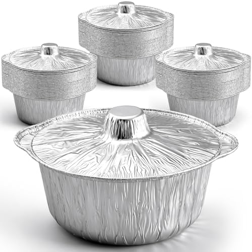 Ziliny 24 Pcs Disposable Aluminum Pot with Lid Foil,121.7 oz by Ziliny