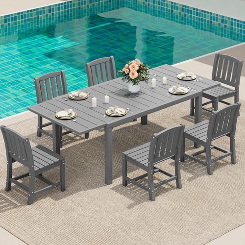 SERWALL Outdoor Patio Dining Set for 6, Grey by SERWALL