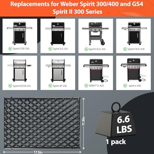 17.5" Dual Sided Diamond Sear Grill Grates for Weber Spirit 300/400 Series - Image 2