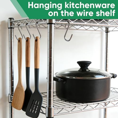 ESFUN 30 Pack 3 Inch S Hooks Heavy Duty Pan Pot Holder Rack Hooks Hanging Hangers S Shaped Hooks for Kitchenware Pots Utensils Clothes Bags Towels Plants - Image 3