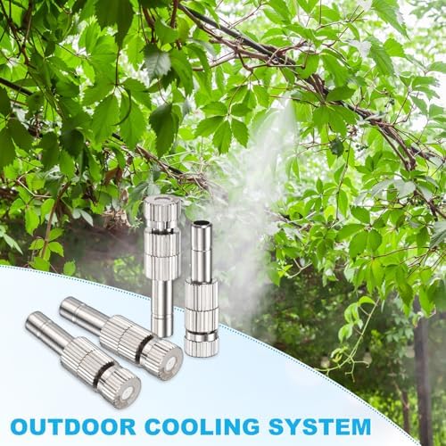 M METERXITY 20-Pack Brass Misting Nozzles, 0.016"/0.4mm Orifice Mister Replacement Heads with Filter Mesh for Cooling System/Landscaping/Humidification, 6mm Low-Pressure Fog Sprayer Nozzle - Image 6