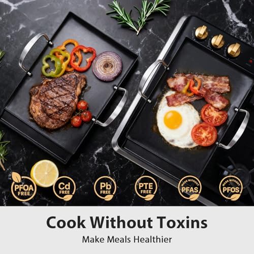 Utheer 16.5x10 Ceramic Nonstick Stainless Steel Griddle for Gas Grill - Image 4