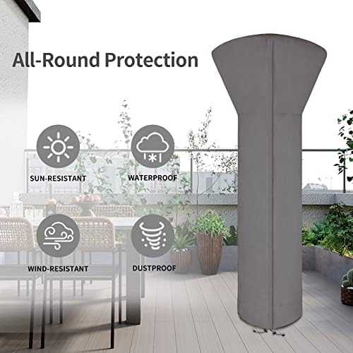 Easy-Going Patio Heater Cover, 89"H x 33"D x 19"B, Grey - Image 7
