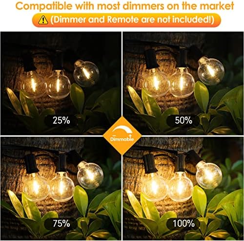 Mlambert 100Ft(2x50Ft) Outdoor String Lights, G40 Globe Patio Lights with 50+4 Waterproof Hanging LED Bulbs for Balcony Gazebo Deck Tents-Black Wire - Image 4