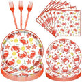 Gameza Crab Boil Party Tableware Supplies, 96PCS Seafood Crab Paper Plate Napkin Fork Party Decorations, Summer Disposable Dinnerware Set Serves 24 by GAMEZA