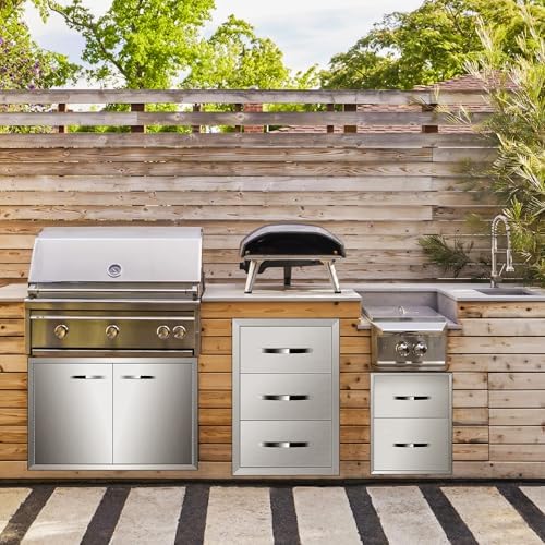 Outdoor Kitchen Drawers Stainless Steel, BBQ Drawer Inserts for Built-in Patio Grill Station, Outdoor Kitchen Cabinets Drawer, 16''W x 20''H x 20''D - Image 2