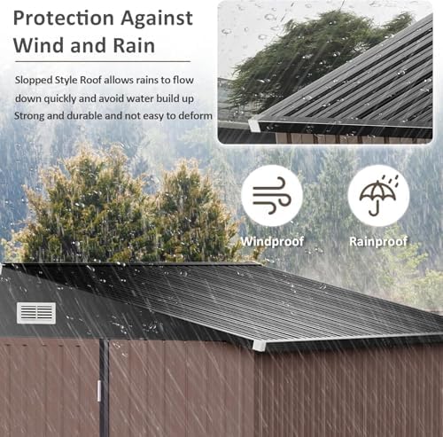 Aoxun 10x8 FT Shed Outdoor Storage Shed, Brown - Image 5