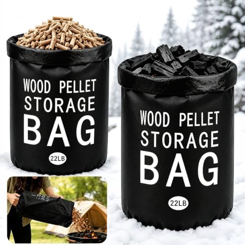 Wood Pellet Storage Containers 22LBWaterproof Charcoal Airtight Storage Bin-Smoker Pellet Storage Bin w/Label Pocket & Buckle Seal & Dual Handles Pellet Containers for Grill Outdoor(2-Pack) by iiibumwow