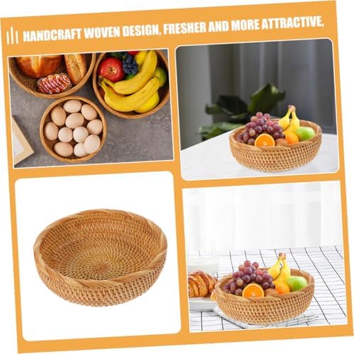 Rattan Woven round Basket, Vintage Storage Organizer - Image 5