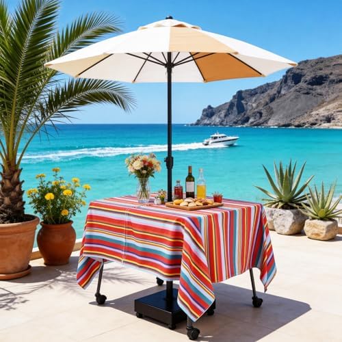 SquarePie Outdoor Tablecloth Rectangle with Umbrella Hole Waterproof Patio Table Cloth Spill Proof Wrinkle Free Table Cover for Spring Summer Picnic Garden Party, 52x70 Color Stripe - Image 5