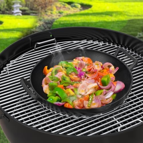 Charkettle 14" Cast Iron Wok with Handles for Gourmet BBQ System Grill - Image 4