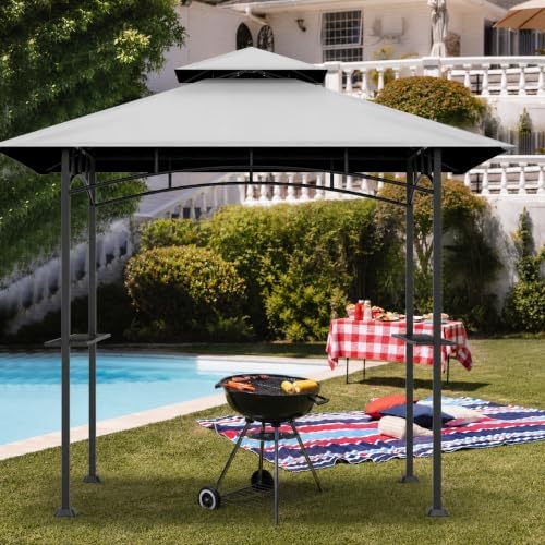 5' x 8' Grill Gazebo Replacement Top, Gray Canopy Top Cover Only - Image 5