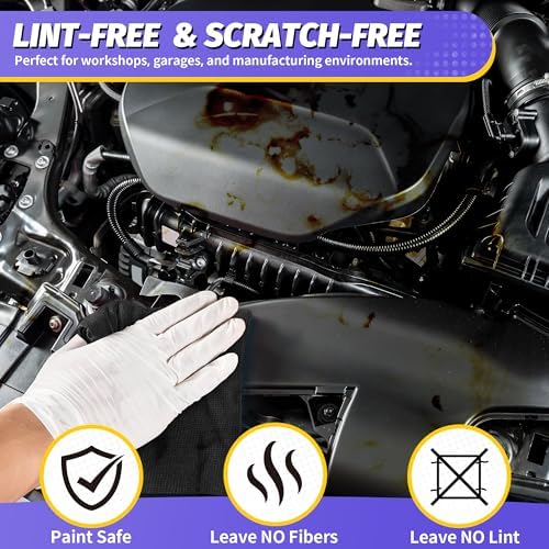 Microfiber Cleaning Cloth, 100 Pack Black Cleaning Rags Microfiber Towel Bulk Absorbent Lint-Free Wash Cloths, All-Purpose Towels for Cars, Shop, Automotive, Garage, Home & Kitchen - Image 5
