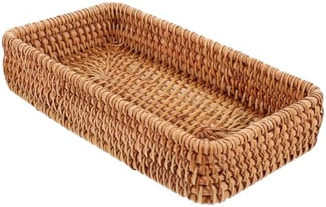MAGICLULU 2pcs Hand-woven Rattan Bread Serving Basket Small Wicker Storage Basket for Fruits Snacks - Image 4