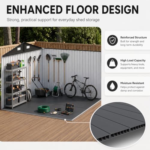 Aoxun 10x8 FT Shed Outdoor Storage Shed with Floor Black - Image 3