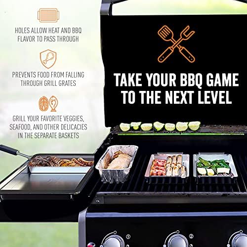 Yukon Glory Grill Basket Set, 3 Stainless Steel Baskets, Clip-On Handle - Image 2