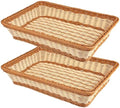 RT&BS 2pcs Wicker Bread Basket for Serving, Wicker Fruit Basket, Display Baskets for Vegetable Fruit, Reusable Handwoven Serving Baskets for Kitchen, Store, Restaurant, Outdoor (Bicolor, S) by RT%26BS