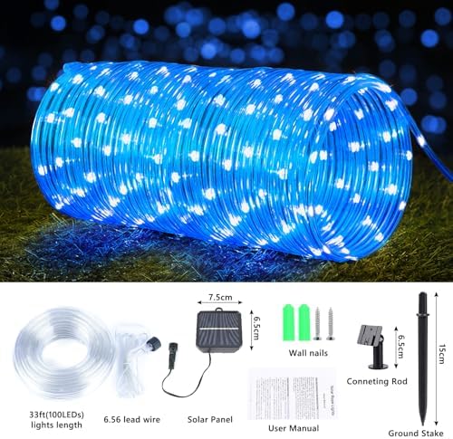 Solar Rope Lights, 2 Pack Total 66ft 200LED Solar String Lights, 8 Modes - Image 3
