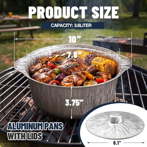Ziliny 24 Pcs Disposable Aluminum Pot with Lid Foil,121.7 oz - Image 2