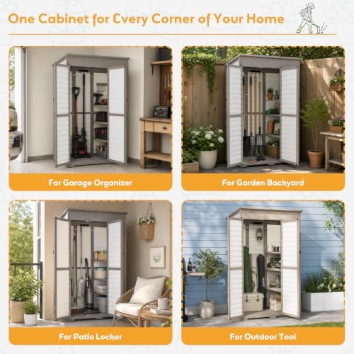 Large Outdoor Storage Cabinet with 3 Shelves, Weatherproof Shed for Outside - Image 7