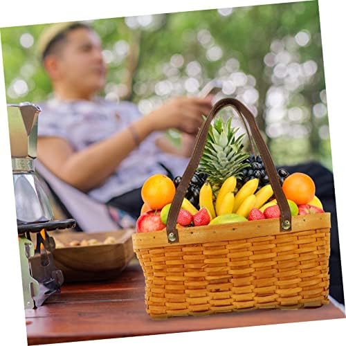 Yardwe 3pcs Woven Picnic Basket Handles Capacity Handheld Storage Basket for Fruits Vegetables Snacks for Outdoor Gatherings Home Organization - Image 4
