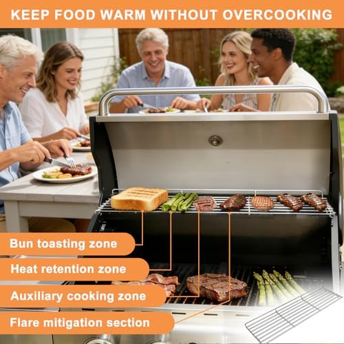 Warming Rack for Captiva Designs 4-Burner Propane Gas BBQ Grill with Side Burner Replacement Parts Hanging Rack for Captiva Designs Grill Accessories Upper Rack, Stainless Steel Cooling Rack, 1PC - Image 5