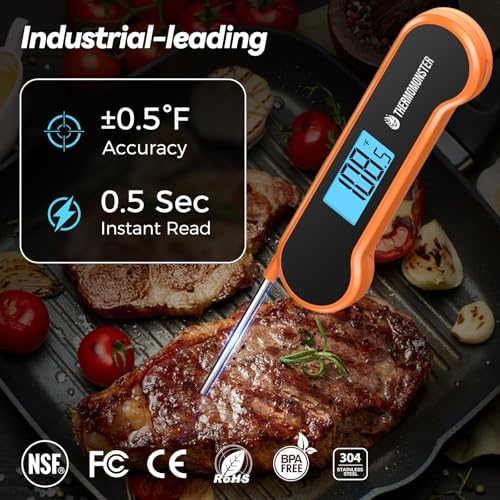 0.5 Sec Instant Read Meat Thermometer Digital for Cooking, Orange - Image 2