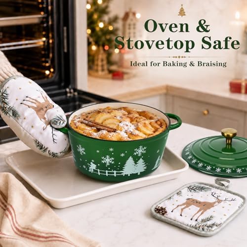 5QT Enameled Cast Iron Dutch Oven with Lid, Pot for Sourdough Bread Baking - Image 4