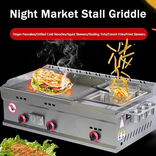Commercial Gas Griddle, Stainless Steel Flat Top Grill with Adjustable Temperature for Cooking and Outdoor Catering - Image 5
