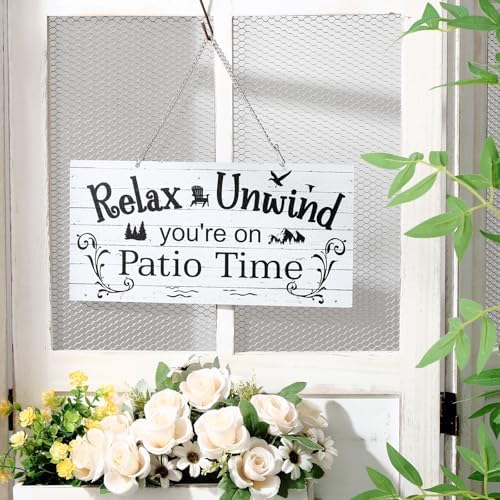 Hotop Metal Patio Sign Vintage Wall Decor for Outdoor, 12 x 6", White - Image 5