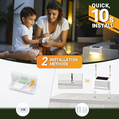 PATIOWIN Solar Fence Lights Outdoor Waterproof, Warm White, 20 Pack - Image 5