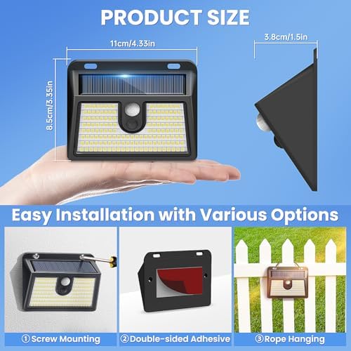 [10 Packs] Solar Motion Sensor Outdoor Lights, Super Bright Solar Lights Outdoor Waterproof, 3 Lighting Modes Security Wall Light for Outside Walking Dog Fence Backyard Deck Garden Door Step Garage - Image 5