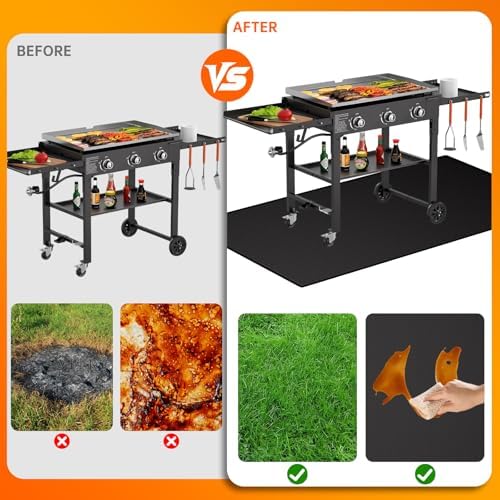ENGPOW Large 60 x 60 inches Under Grill Mat for Outdoor Grill, Double-Sided Fireproof Indoor Fireplace Mat Fire Pit Mat, Oil-Proof Waterproof BBQ Mat for Deck Patio Lawn,Reusable and Easy to Clean - Image 7