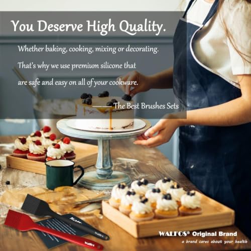 Walfos Pastry Brush, 600℉ Heat Resistant Silicone Basting Small Brush For Baking Cooking BBQ Kitchen king, Desserts, BPA Free&Dishwasher Safe - Image 6