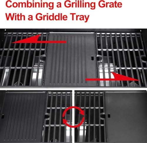 4-Burner Propane Gas Grill and Griddle Combo with Side Burner - Image 3