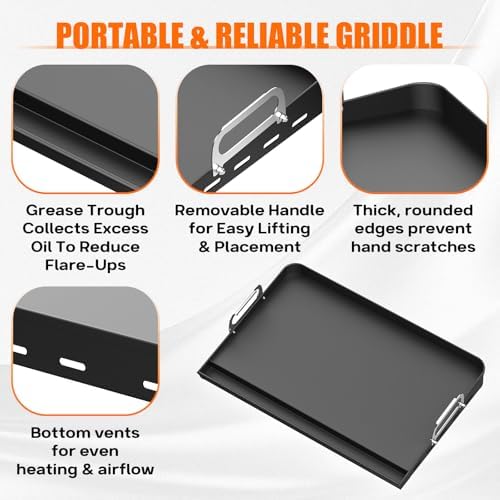 23" x 16" Portable Steel Nonstick Grill Griddle for Gas & Charcoal Grills - Image 6