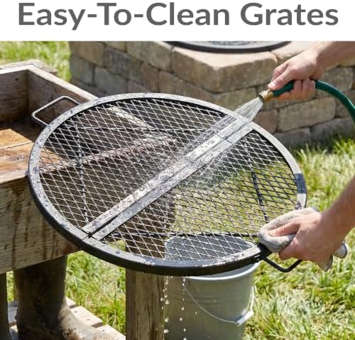 Sunnydaze Round Folding Camping Grill Grate - Portable Foldable Campfire Cooking Grate for Fire Pit - Heavy-Duty Black Steel with Handles for Outdoor Backyard BBQ - 30" Diameter - Image 4