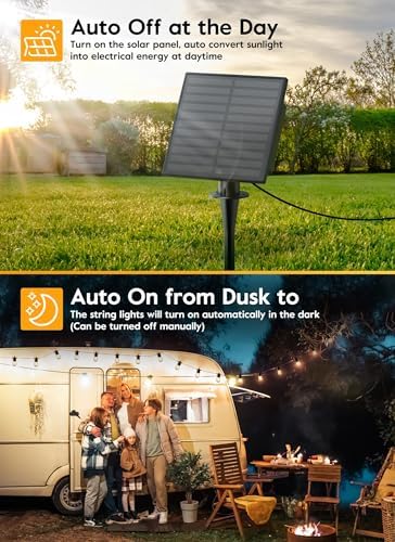Minetom 34FT Solar String Lights Outdoor with Remote, Patio Lights - Image 5