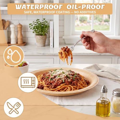 30 Pcs Wood Grain Paper Plates 10 Inch, Double Thick & Extra Sturdy Wood Paper Plates, Microwave Safe, Soak Proof Disposable Plates for Woodland Baby Shower, Camp Party, Birthday Party - Image 5