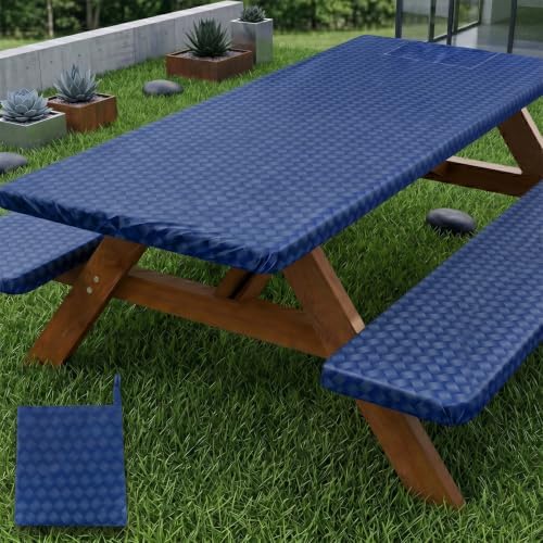 Picnic Table Cover with Bench Covers Camping Tablecloth Set with Pocket by pickyNproud