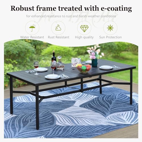 HERA'S HOUSE 9pc Outdoor Patio Dining Set for 8, Textilene Chairs, Brown - Image 4