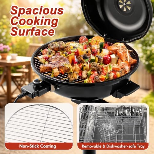 HAPPYGRILL 1600W Electric Grill Outdoor with Non-Stick Grate - Image 6
