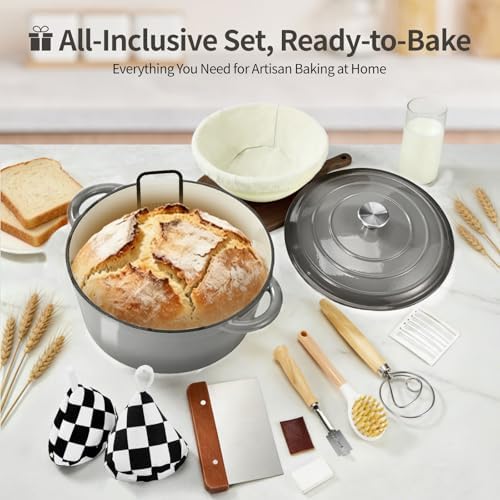 Enameled Cast Iron Dutch Oven pot 6.5 QT with Lid for Bread Baking - Image 3
