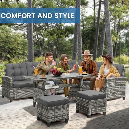 KROFEM 6 Piece Patio Furniture Set, Dining and Conversation Set - Image 6