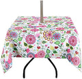 EHouseHome Outdoor Indoor 60inch SquareTablecloth with Umbrella Hole and Zipper, Waterproof Zippered Patio Table Cloths, Spring/Summer Table Covers for Backyard Circular Table/BBQs/Picnic by EHouseHome