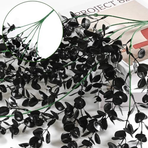 Waipfaru 4Pcs Artificial Hanging Plants, Black Halloween Wall Decor - Image 3
